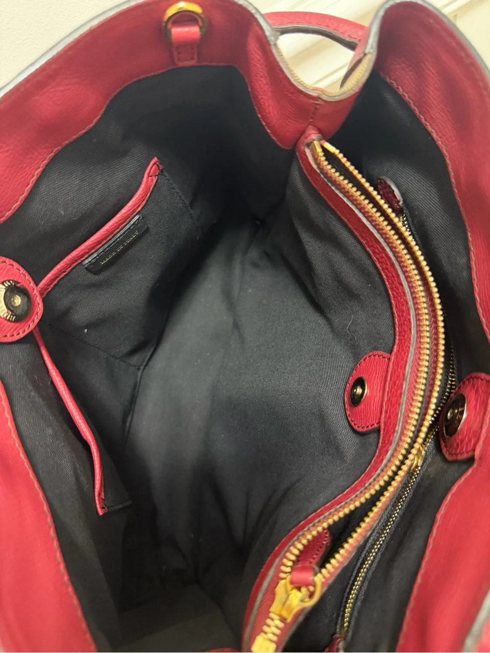 Burberry Burgundy Leather Satchel with Gold Hardware
